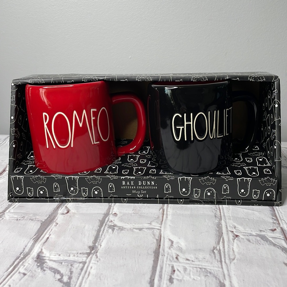 Rae Dunn ROMEO & GHOULIET Halloween Mug Set
